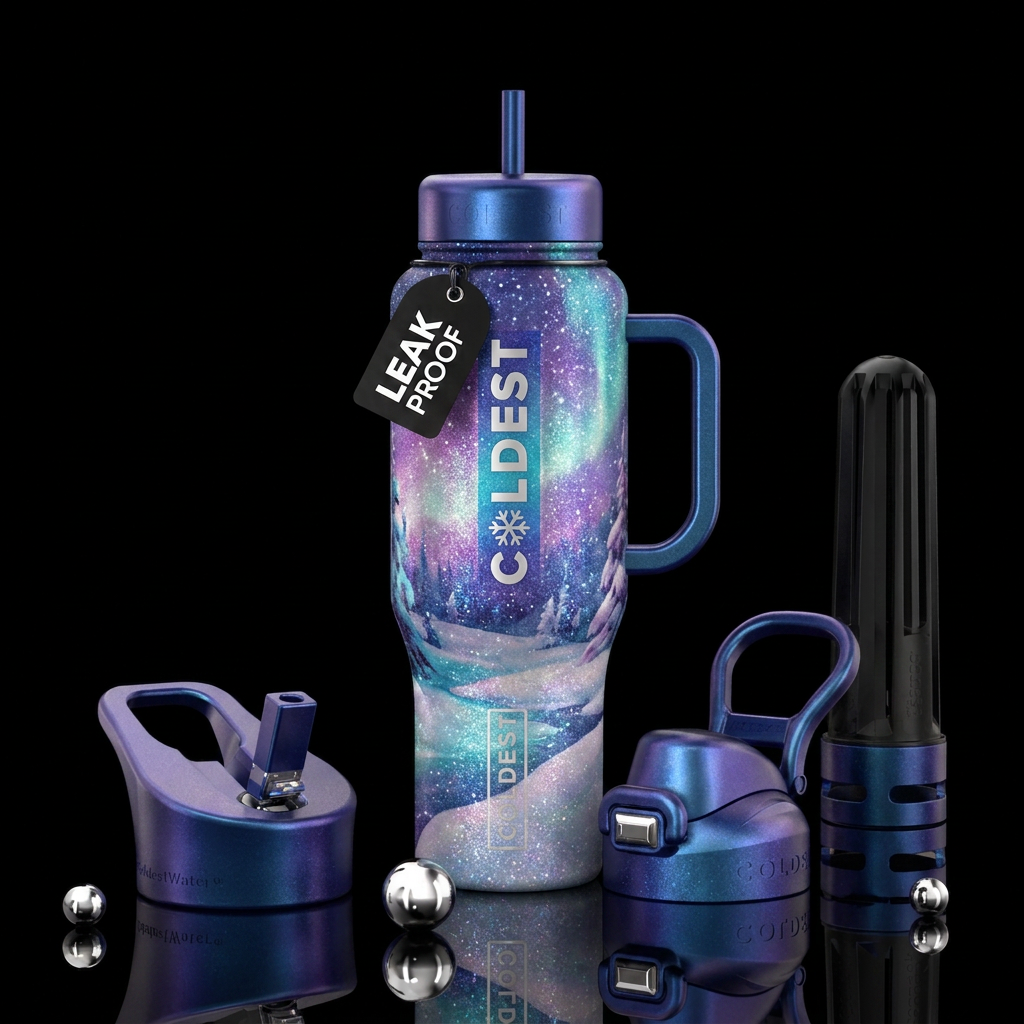Sparkly winter scene outside, tranquil, beautiful ... water bottle design