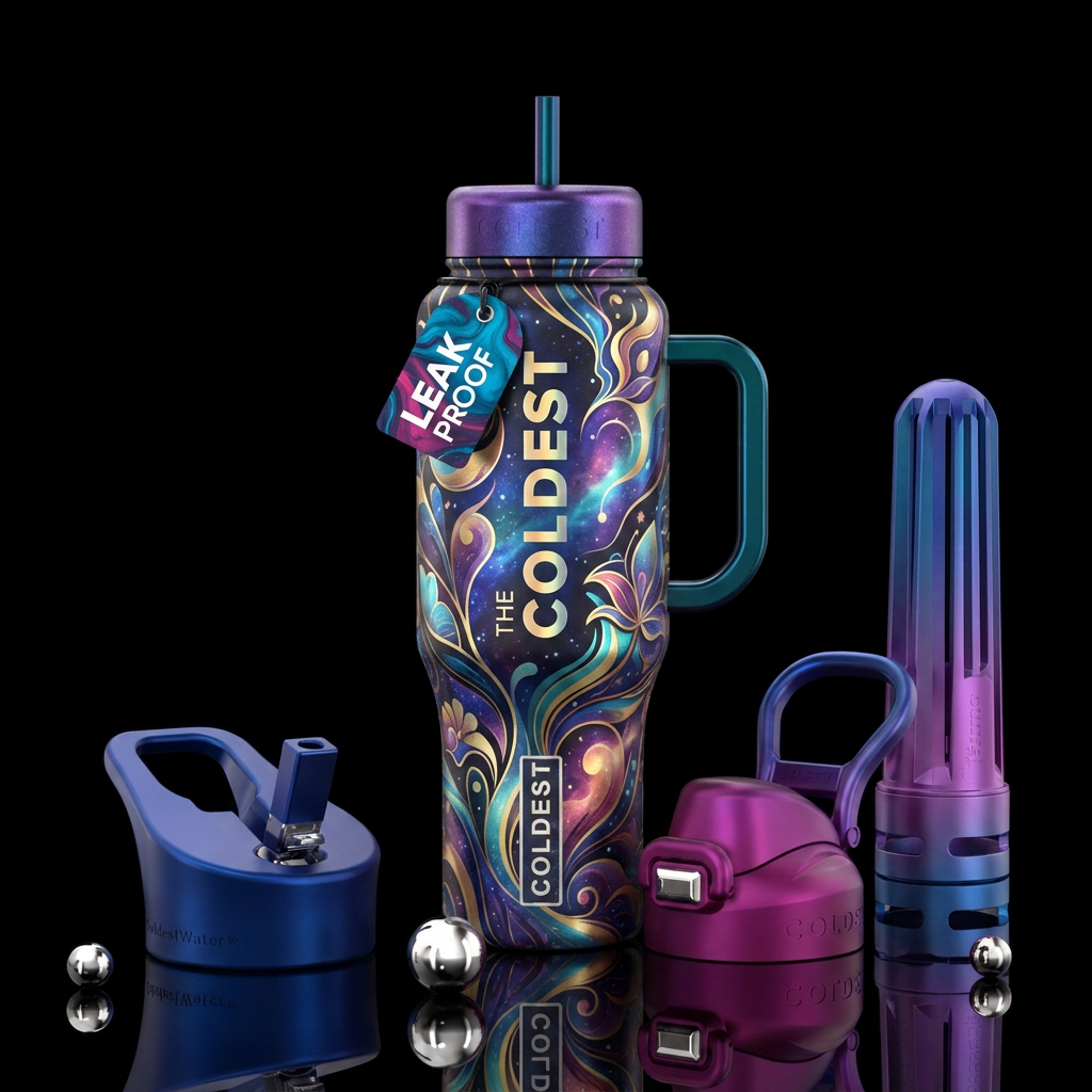 stylistic, artistic, euphoric water bottle design