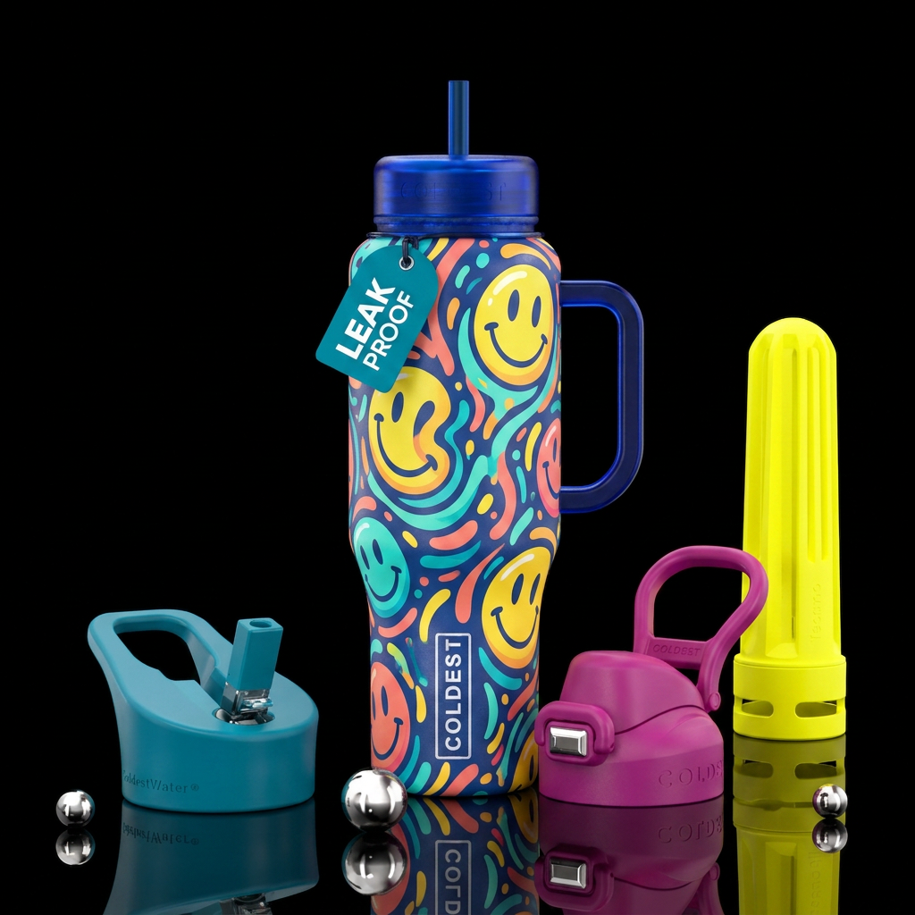 happy mood, artistic, water bottle design