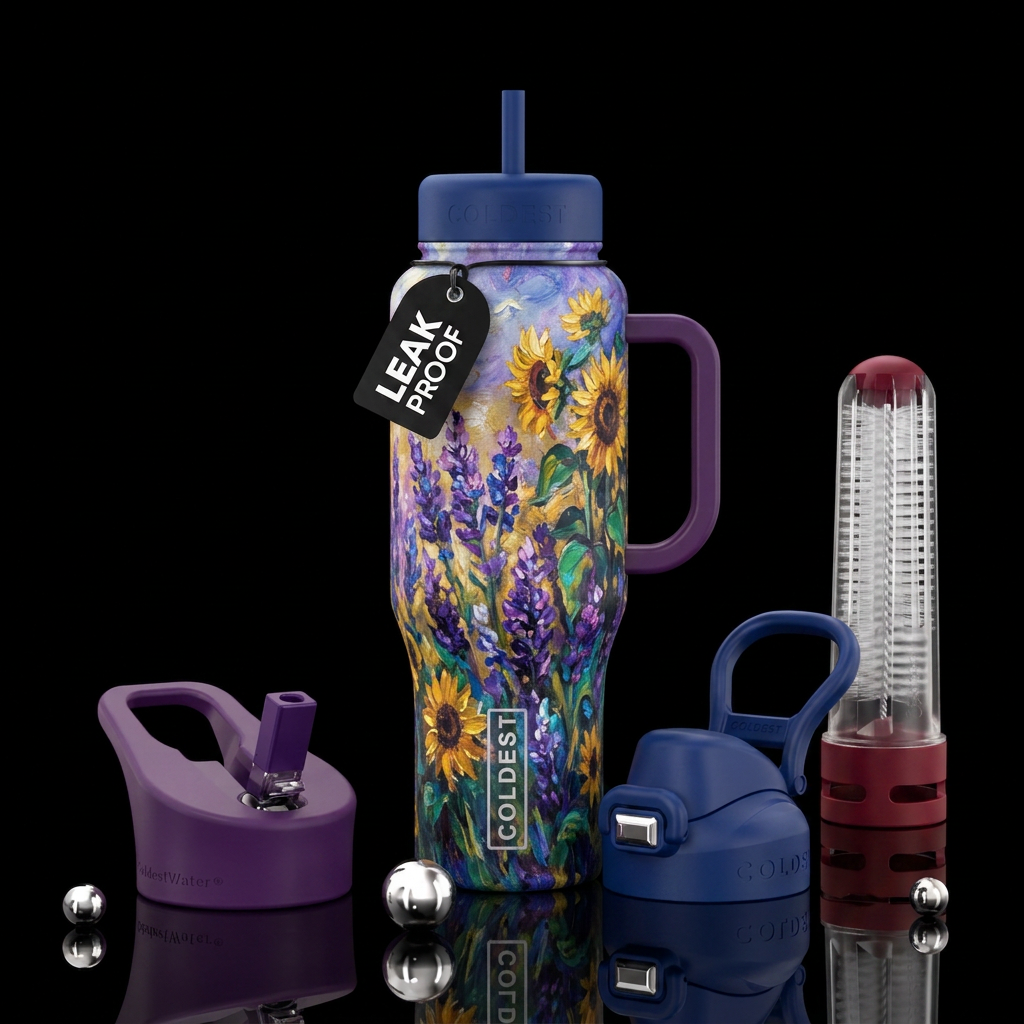 artistic, luxurious, classical, impressionist water bottle design