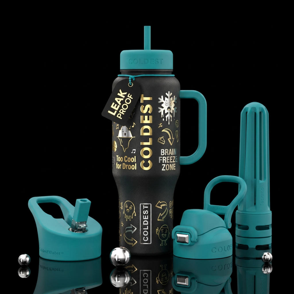 youthful, vibrant, funny water bottle design