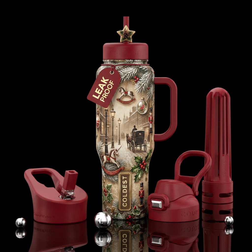 Christmas long ago water bottle design