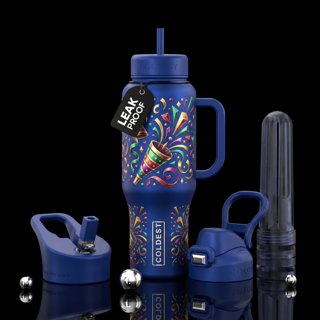 Birthday celebration, artistic, luxurious, happy m... water bottle design