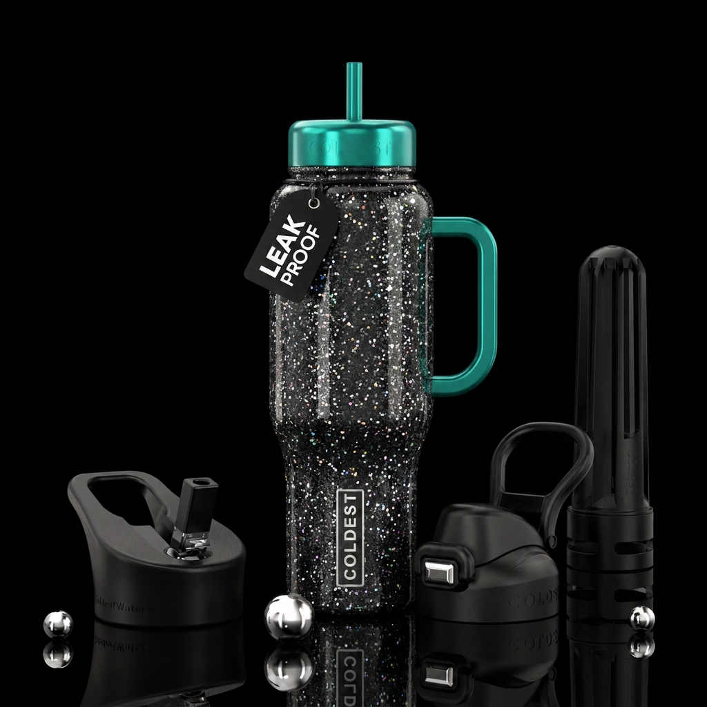 screen print, sparkly, shiny water bottle design