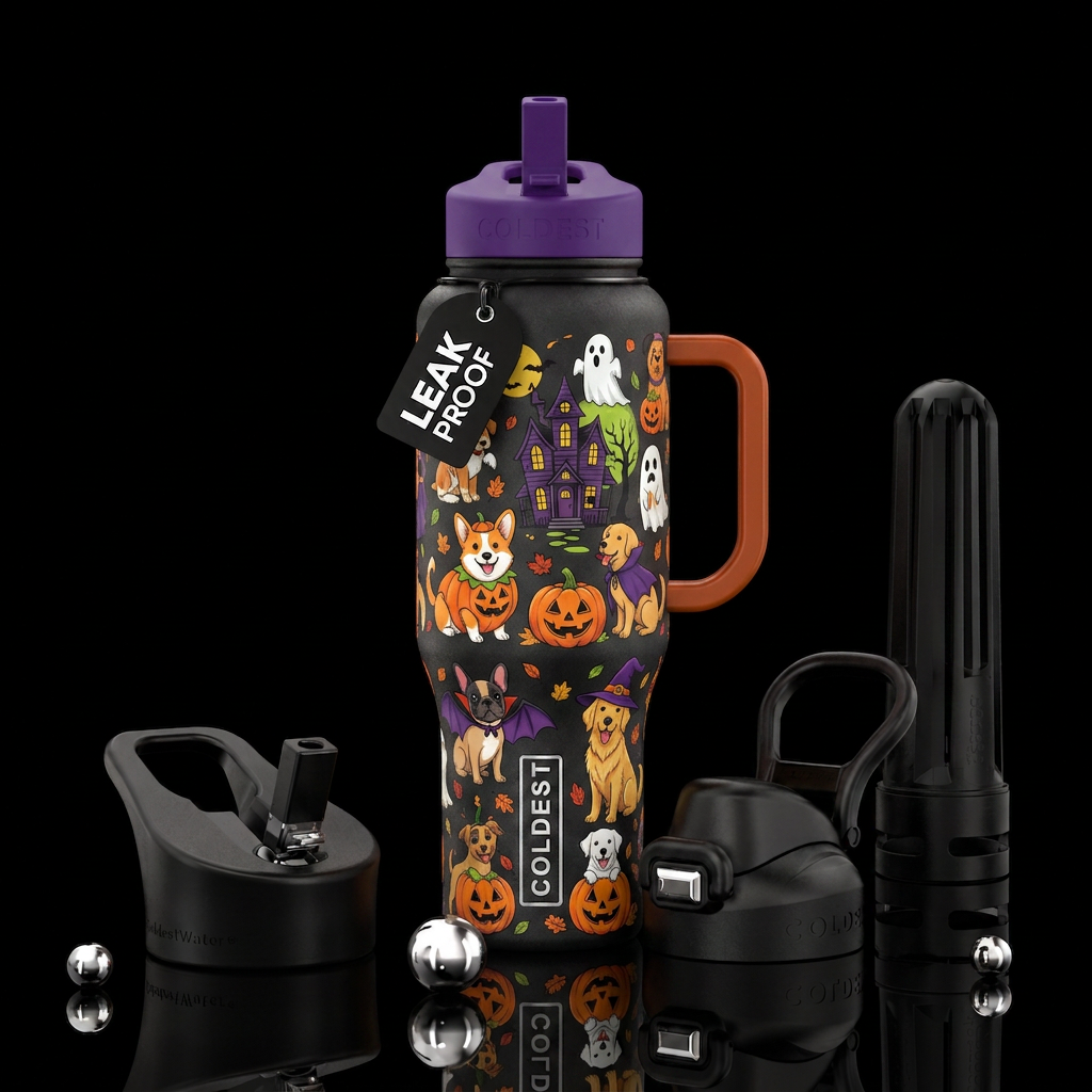 Fun, Halloween, dogs, beautiful water bottle design