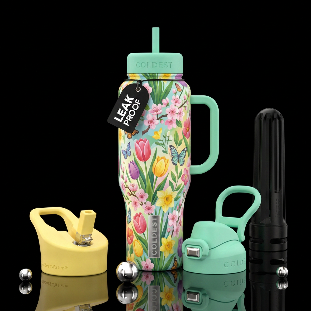 Spring vibes water bottle design