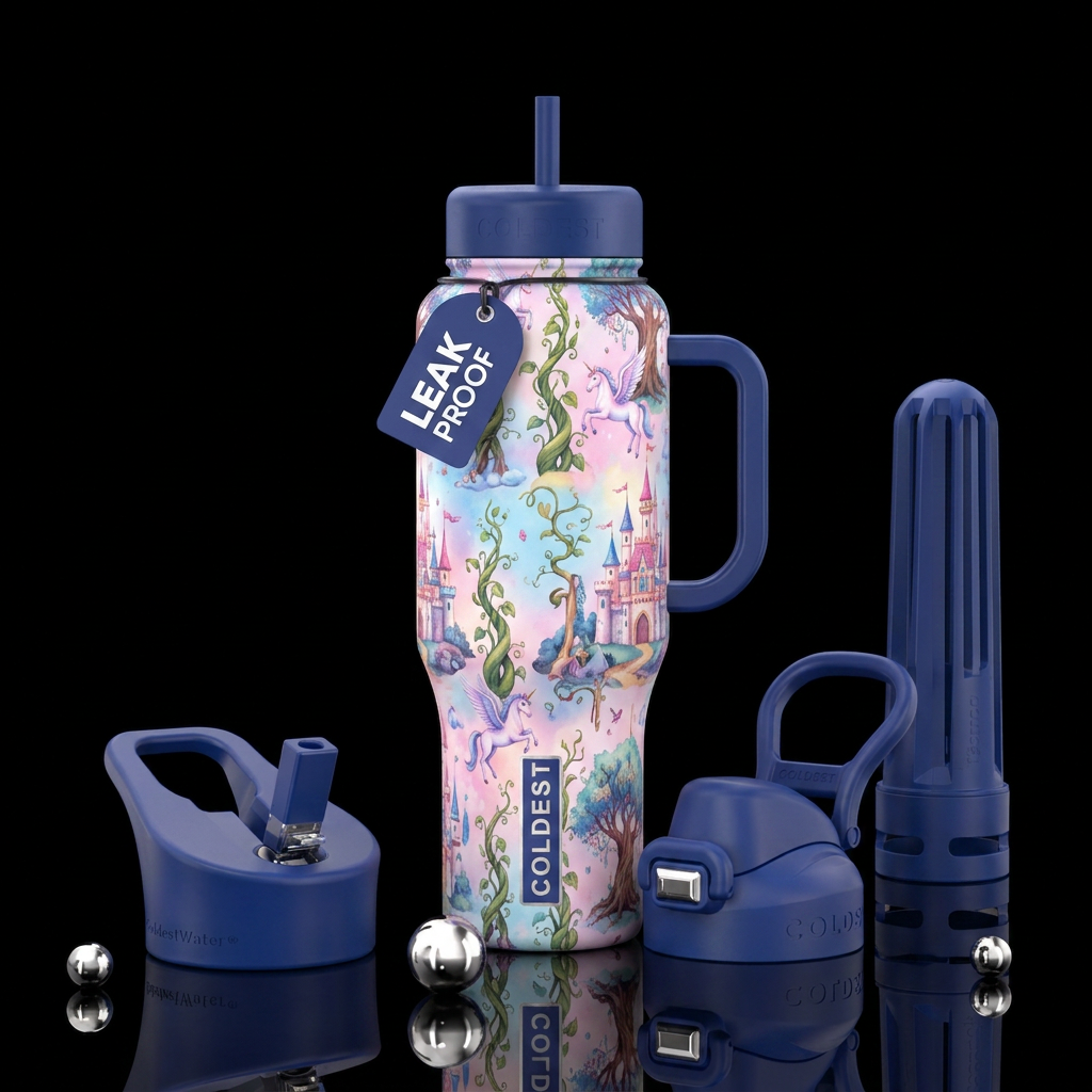fairy tale, fun, beautiful colors water bottle design