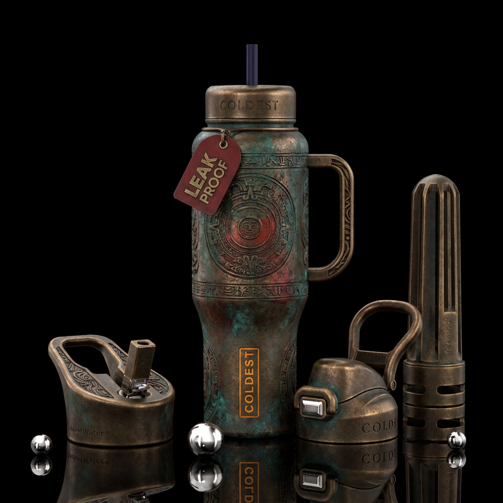 mature, ancient, rugged water bottle design