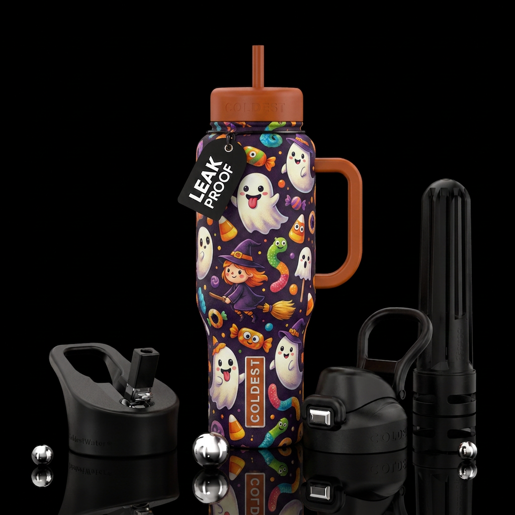 funny, Halloween, ghosts, witches, candy water bottle design