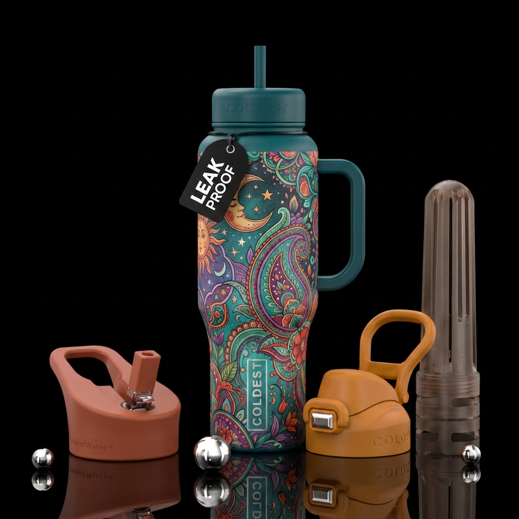 Bohemian bottle, lush colors water bottle design