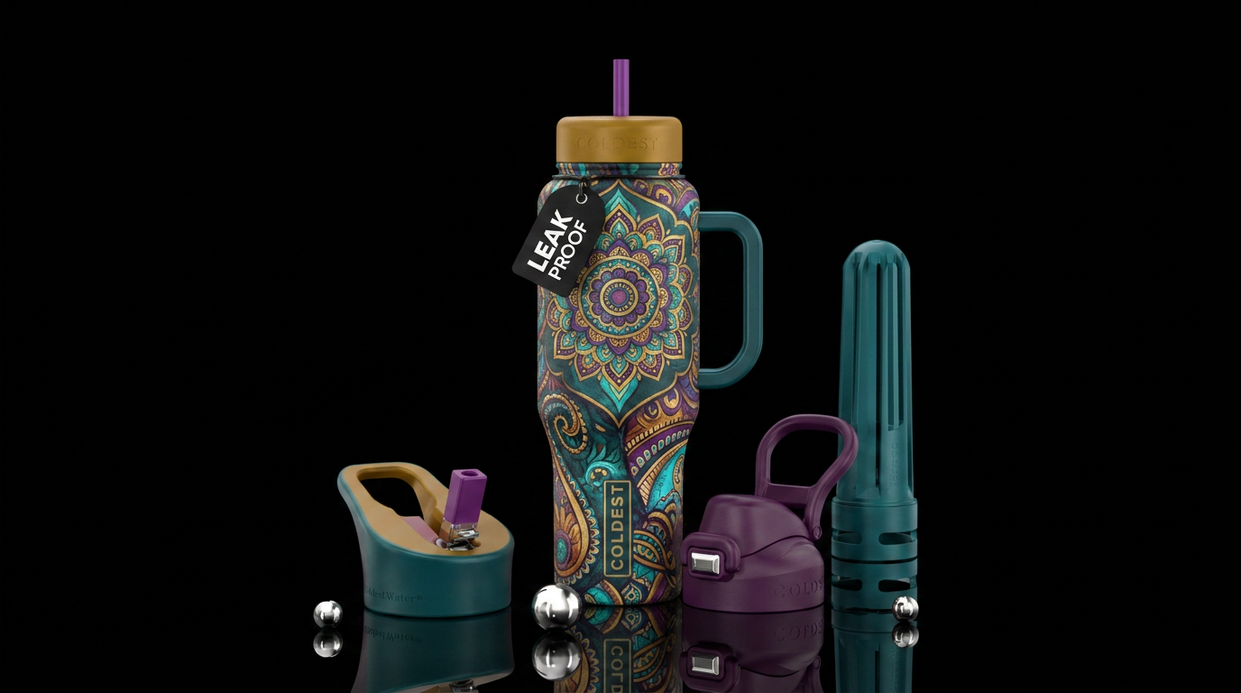 Bohemian bottle, lush colors water bottle design