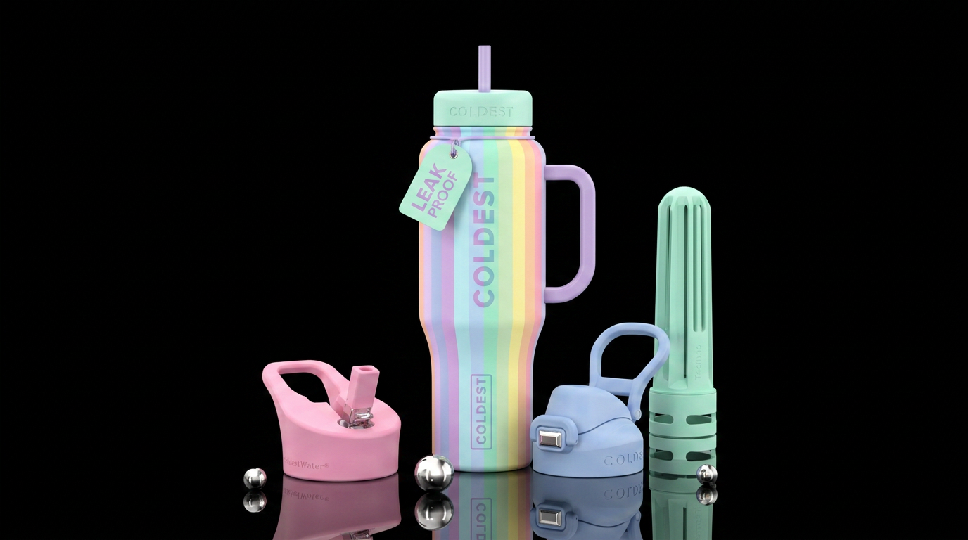 Vertical stripes on bottle with pastel colors water bottle design