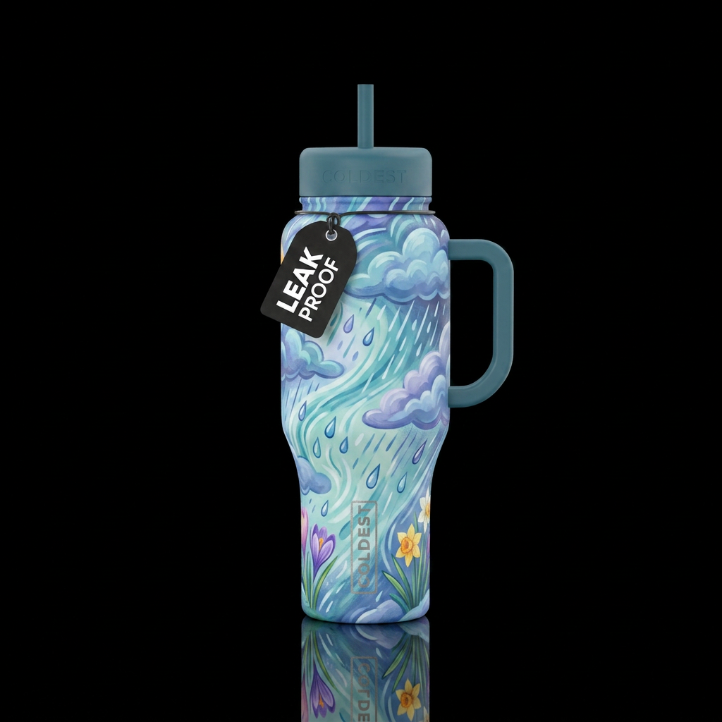 Spring rain storm water bottle design