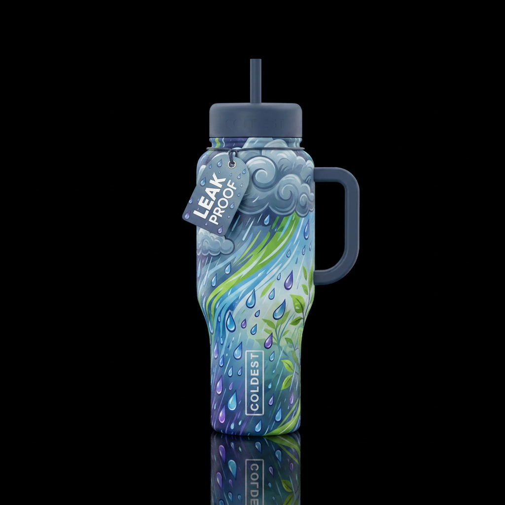 Spring rain storm water bottle design