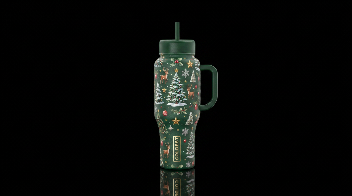 Elegant, classy Christmas scene water bottle design