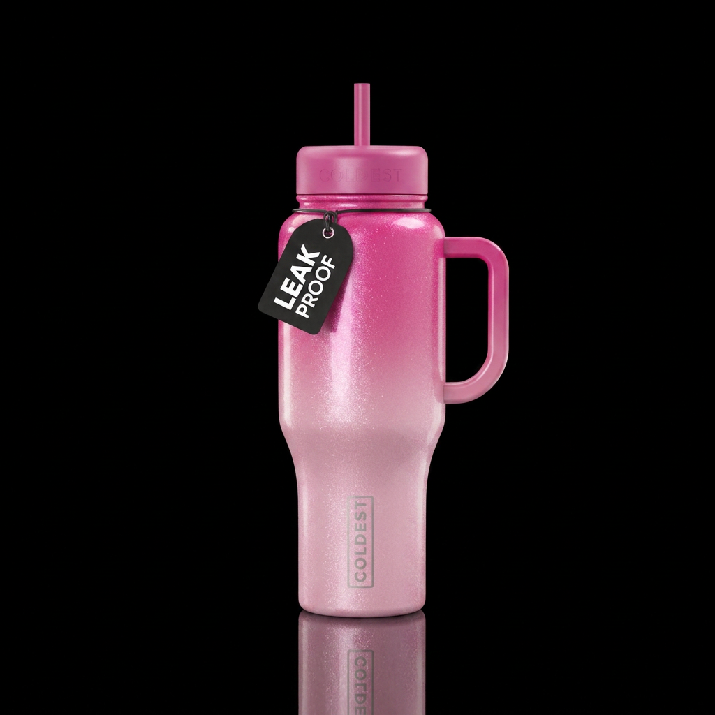 Shimmery bottle with colors from hot pink to pale ... water bottle design