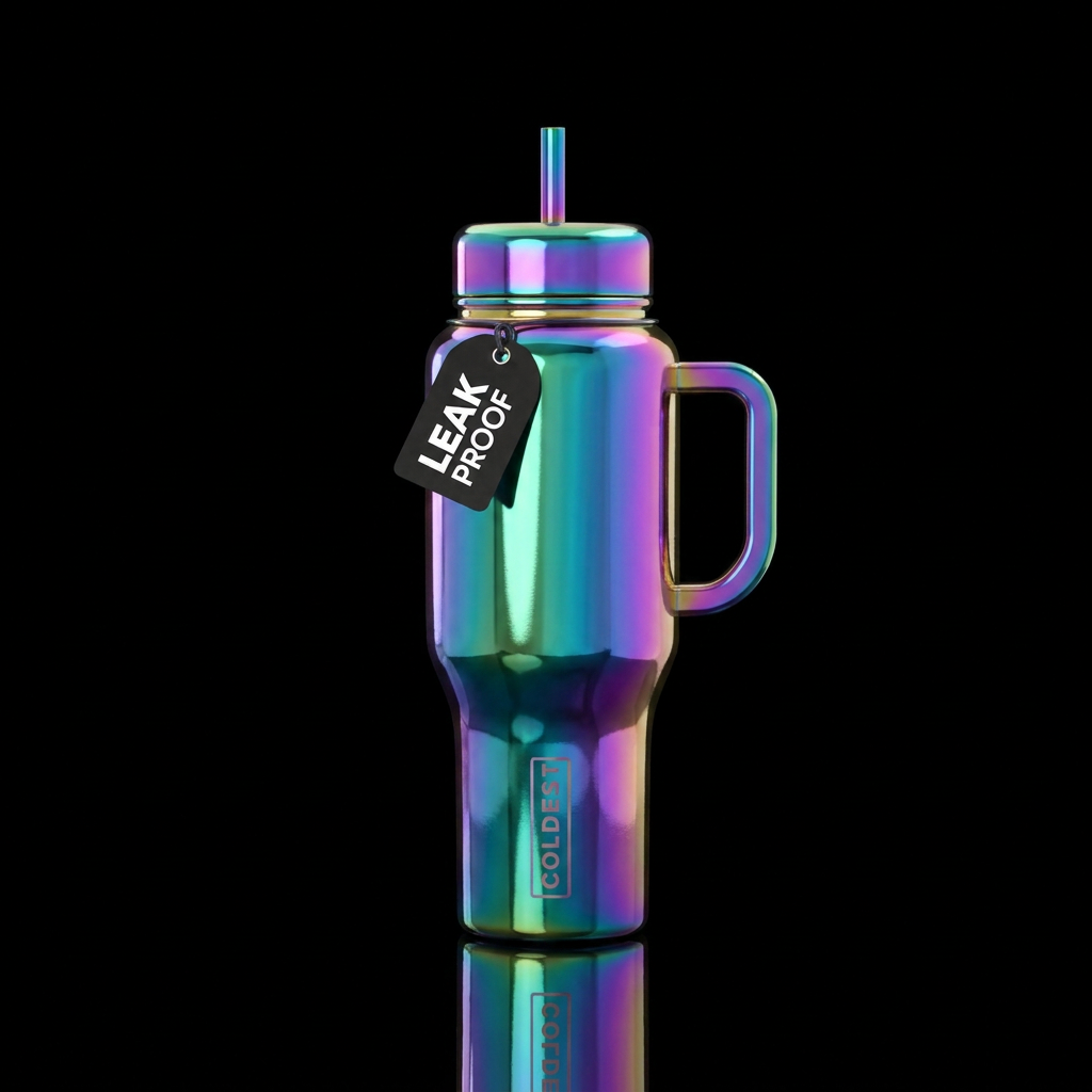 Iridescent tumbler water bottle design