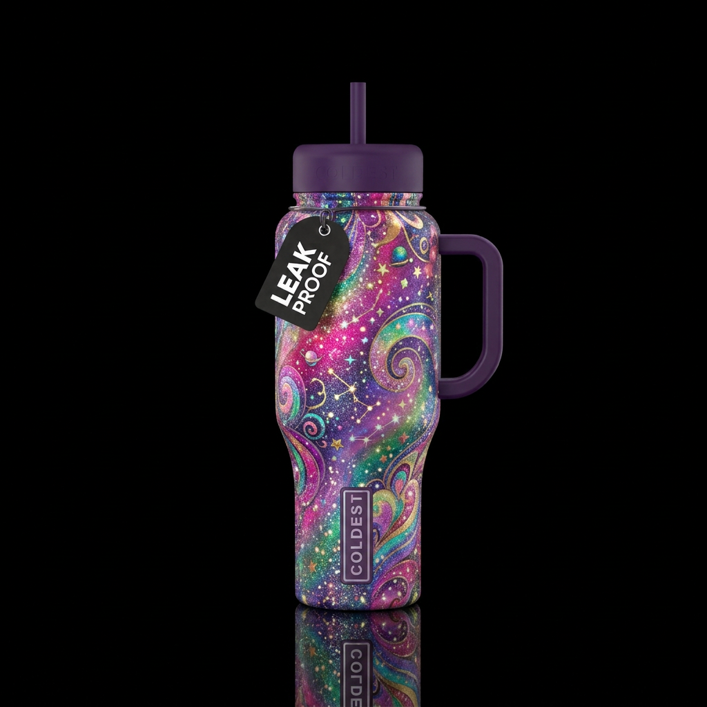 vibrant, beautiul, sparkly, whimsical, magical, ex... water bottle design