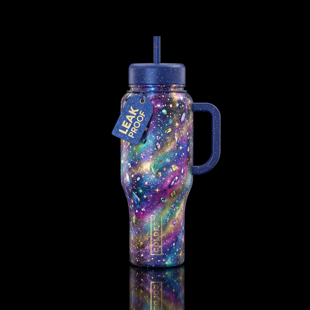 vibrant, beautiul, sparkly, whimsical, magical, ex... water bottle design