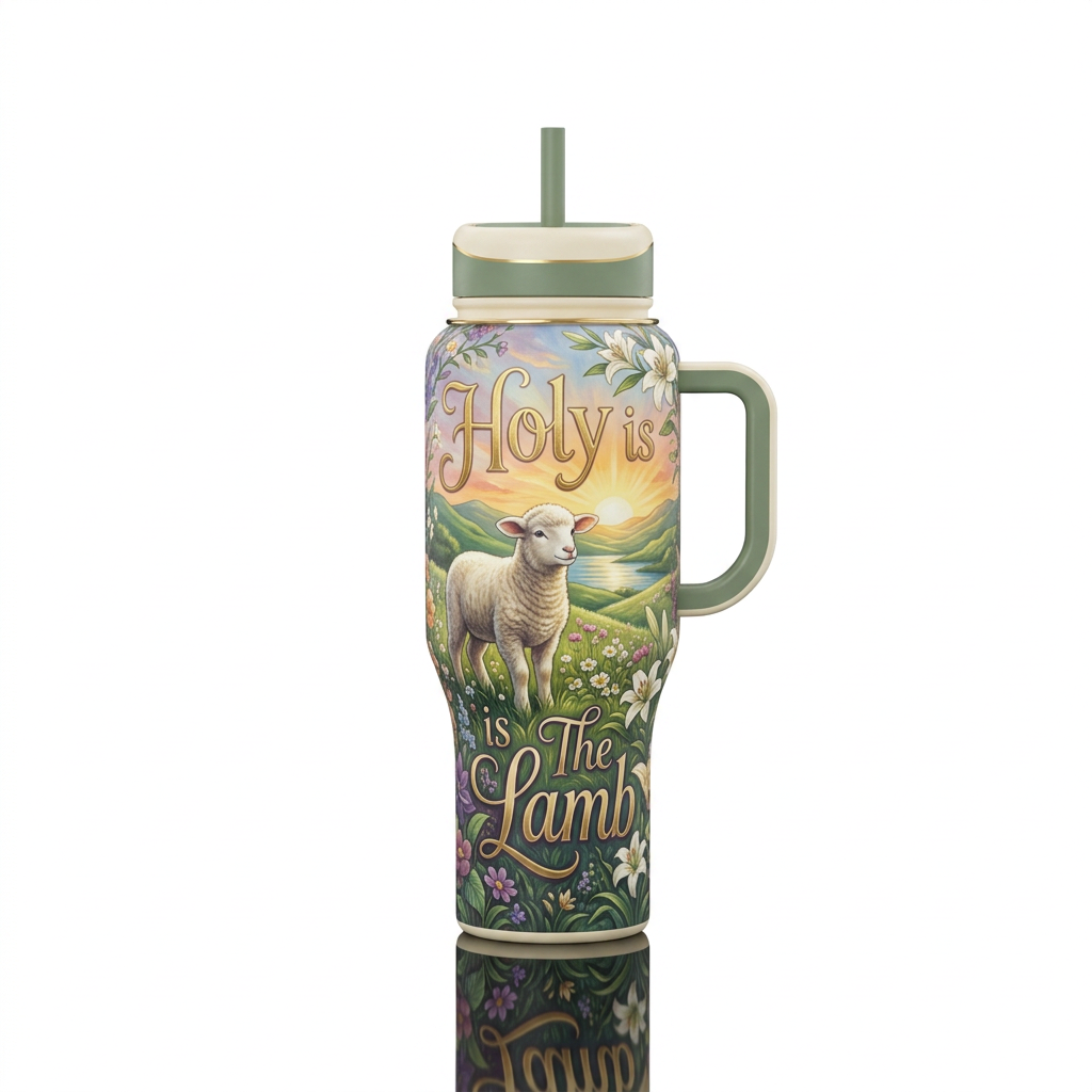 Holy is The Lamb, beautiful, peaceful water bottle design