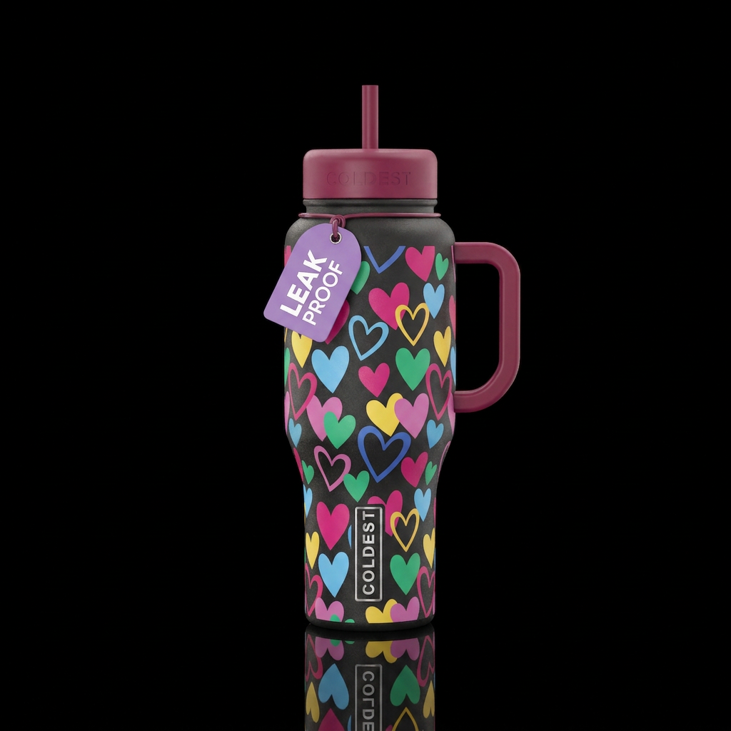 whimsical, happy mood, magical, vibrant, beautiful... water bottle design