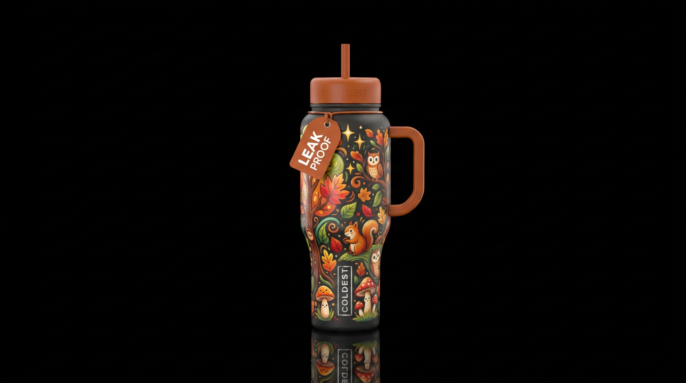 happy mood, whimsical, magical, vibrant, beautiful... water bottle design