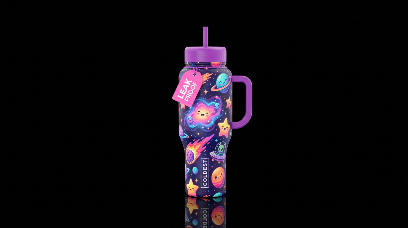 happy mood, whimsical, magical, vibrant colors in ... water bottle design