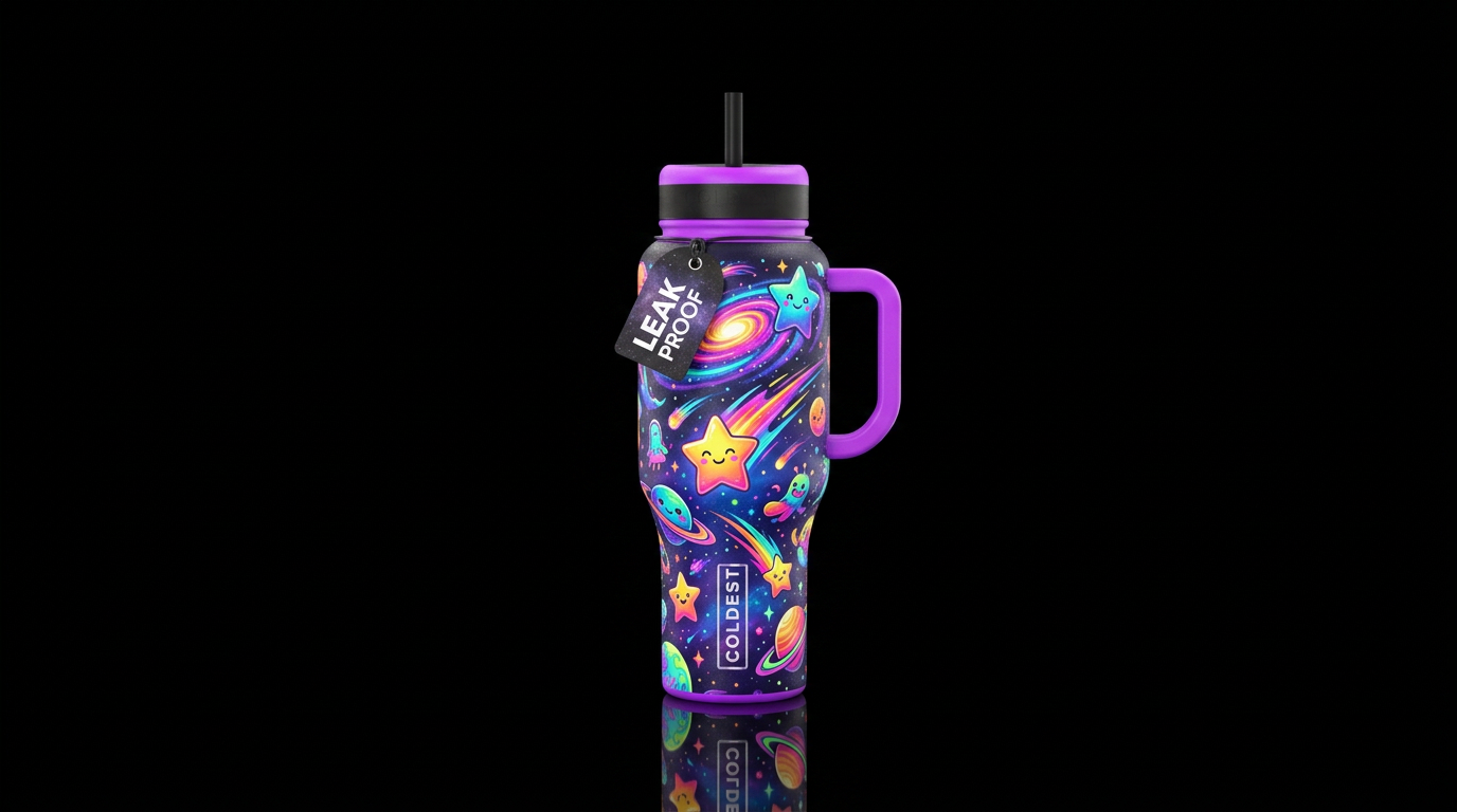 happy mood, whimsical, magical, vibrant colors in ... water bottle design