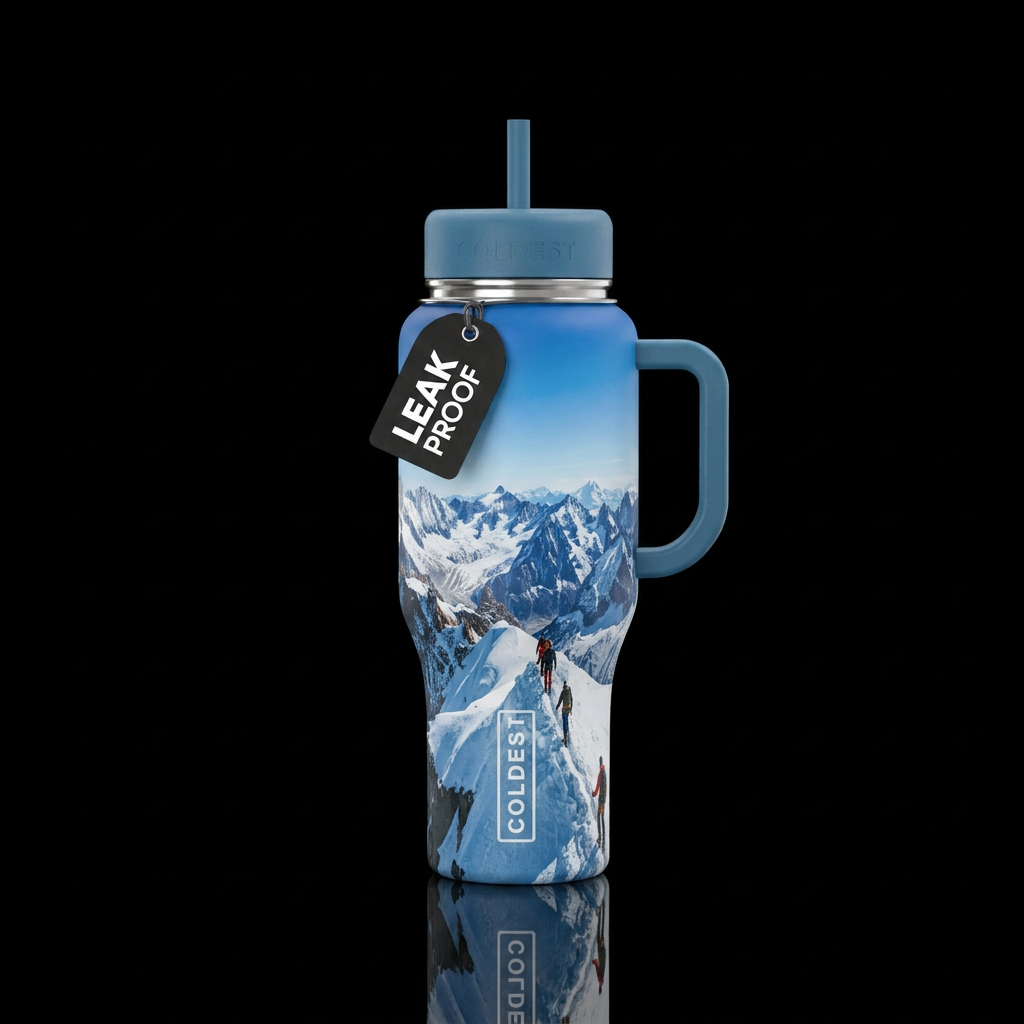 Vibrant, top the Mountain View, beautiful scenery,... water bottle design