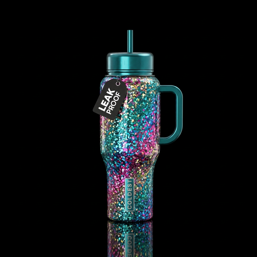 artistic, modern, sparkly, shiny, vibrant, beautiu... water bottle design