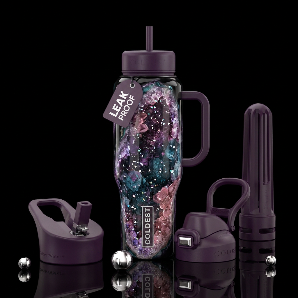 sparkling geode water bottle design