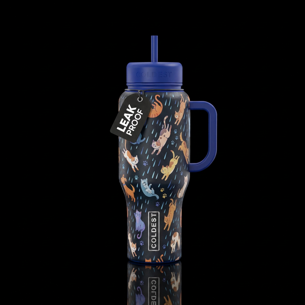 It’s raining cats and dogs water bottle design