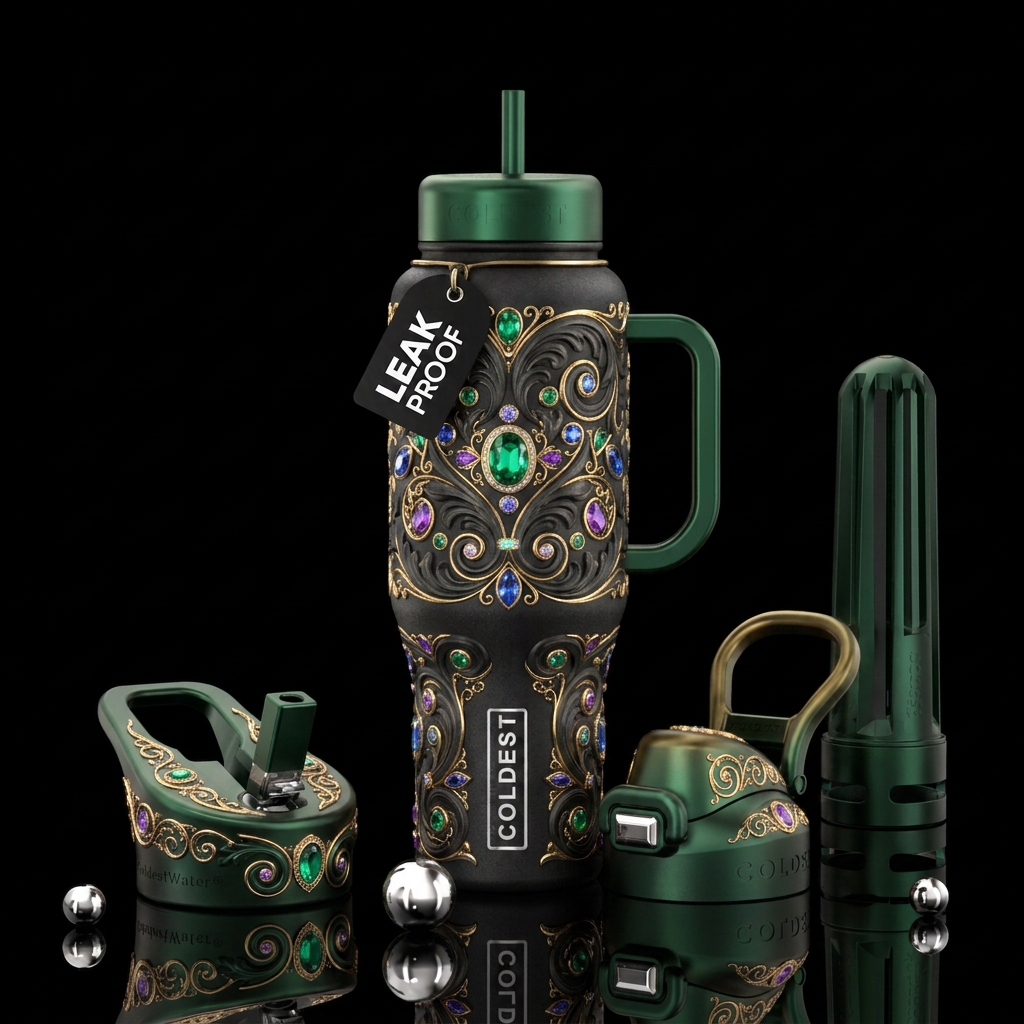 renaissance, sparkly, shiny, beautiful, fantasy, a... water bottle design