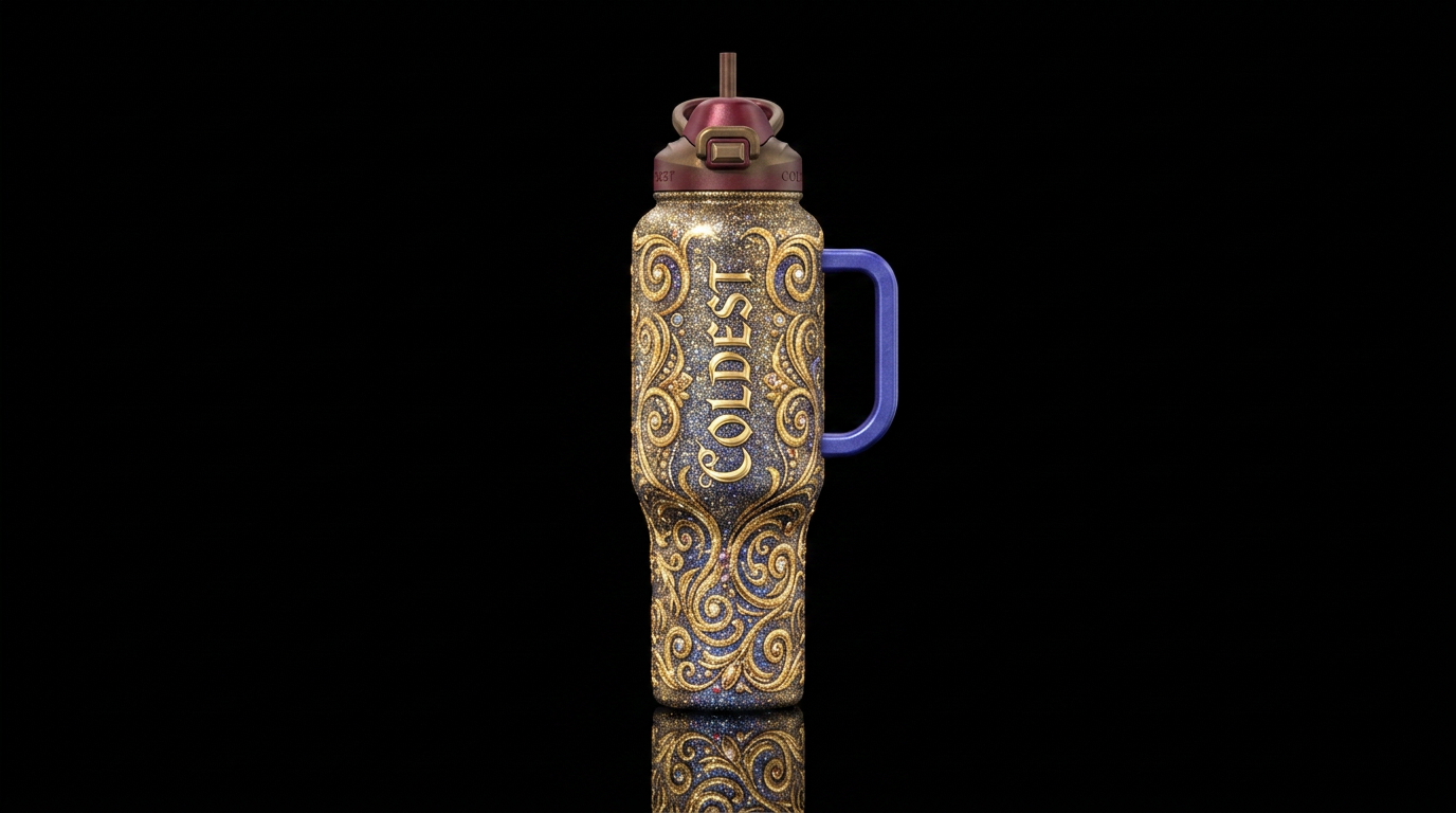 renaissance, sparkly, shiny, beautiful, fantasy, a... water bottle design