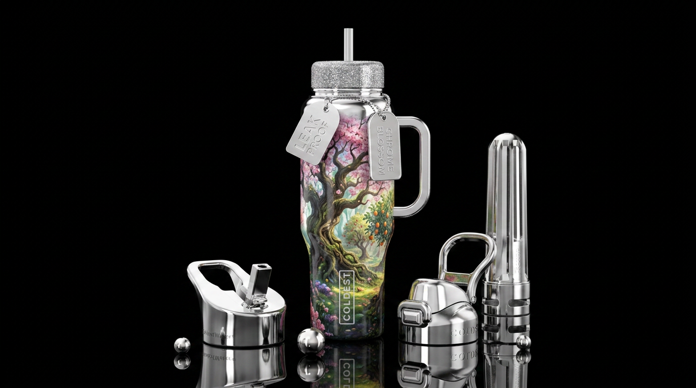 Trees, old trees, forest, dreamy, cherry blossoms,... water bottle design