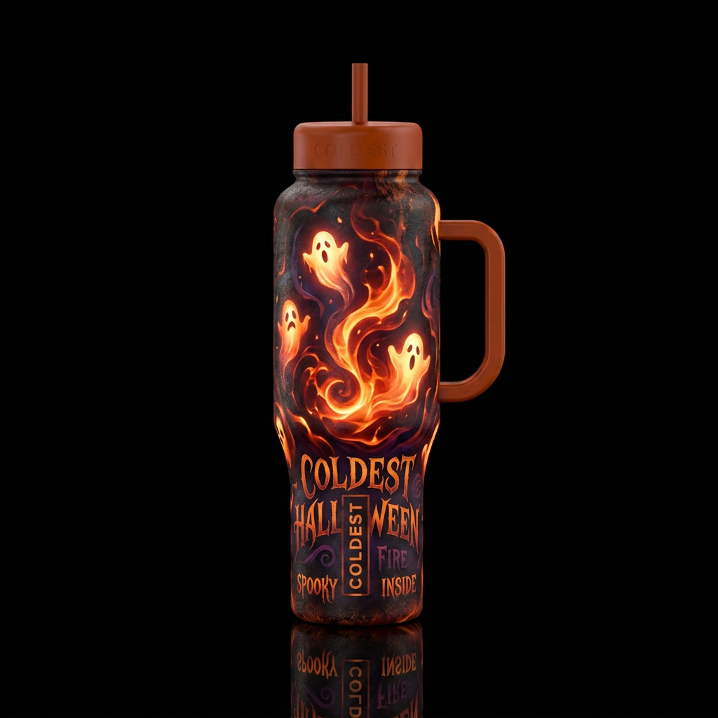 Halloween, glowie, firery, whimsical, dark mood, o... water bottle design
