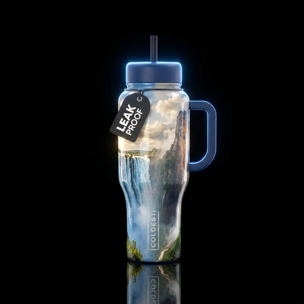 waterfalls, Angel falls, Victoria falls, glistenin... water bottle design