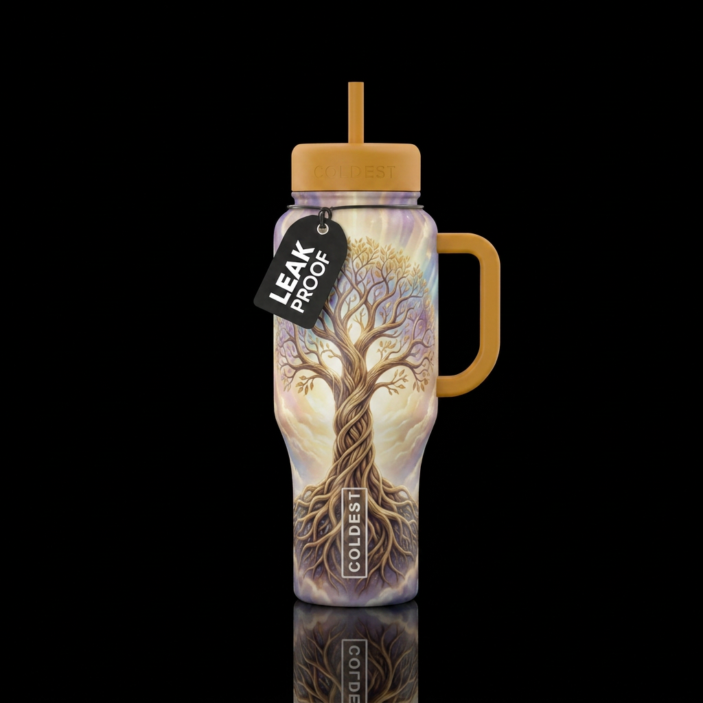 Tree of life in front of a beautiful heavenly sky water bottle design
