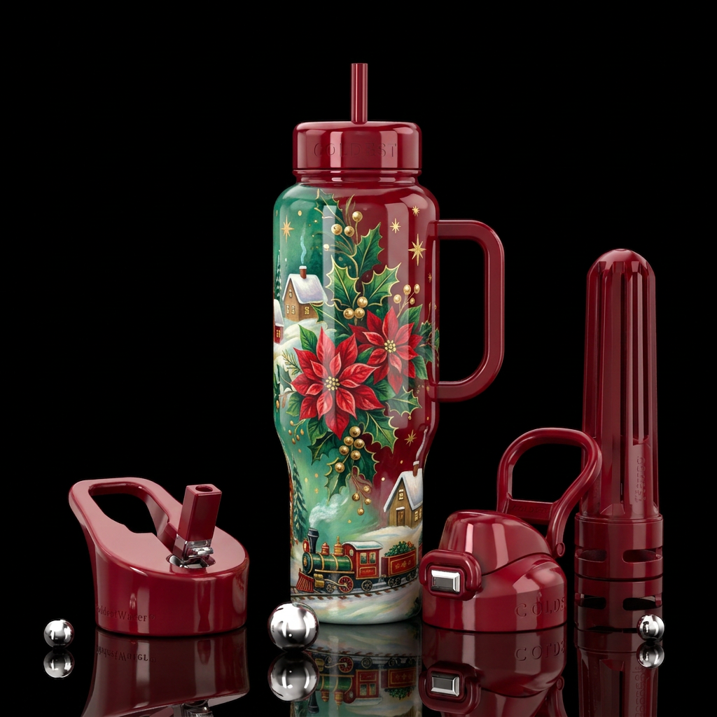 Make me a beautiful painting bottle for Christmas ... water bottle design