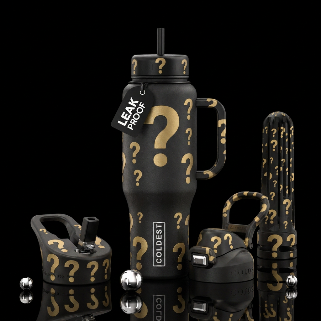 The true mystery bottle!  Matte black bottle with ... water bottle design