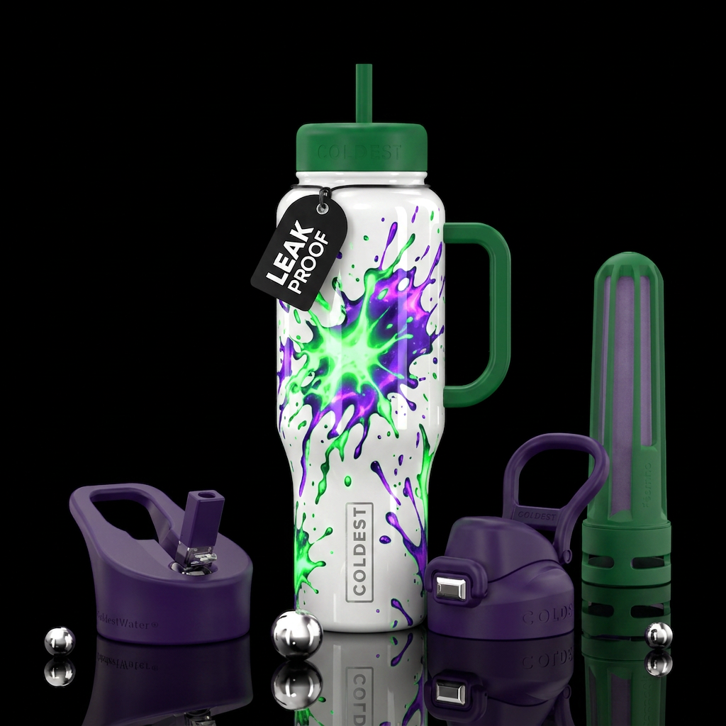 Glossy white bottle with glowie ectoplasm splatter... water bottle design