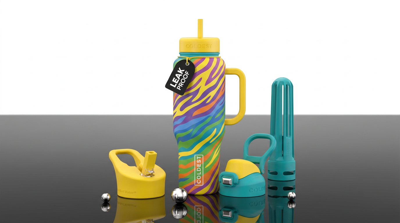 Zebra strip gum colored bottle water bottle design