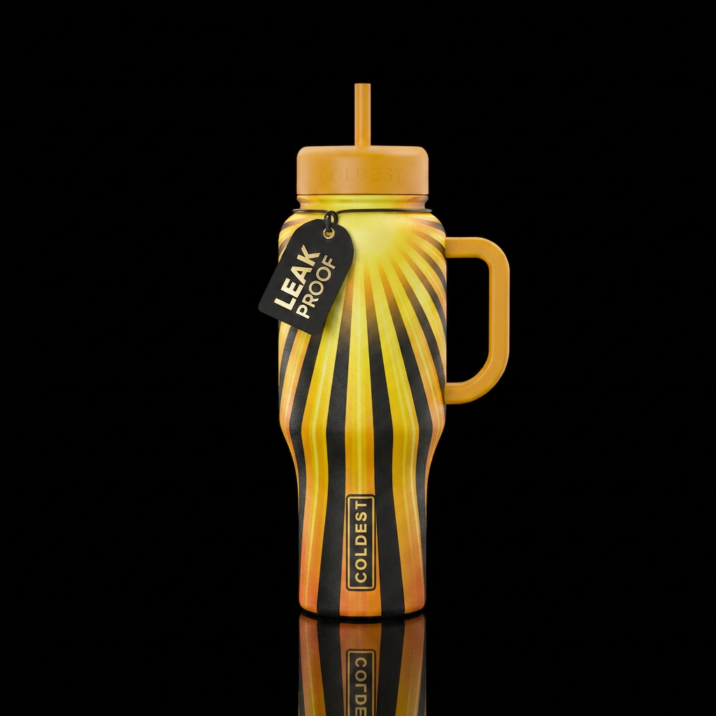 Bright rays of sun shining down the bottle water bottle design
