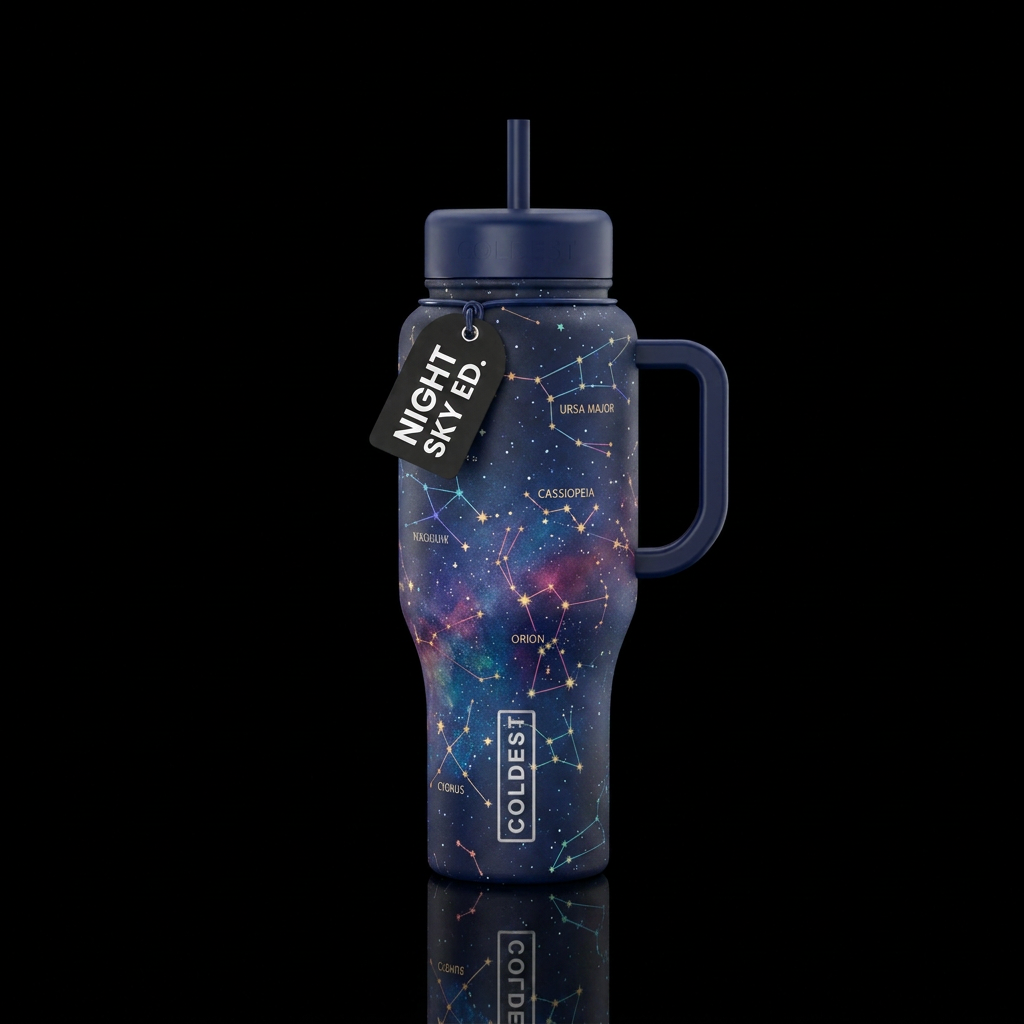 Roconstellations in the dark night sky water bottle design