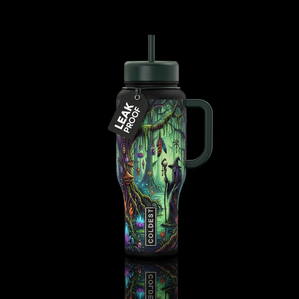 Swamp witch, voodoo, bayou water bottle design