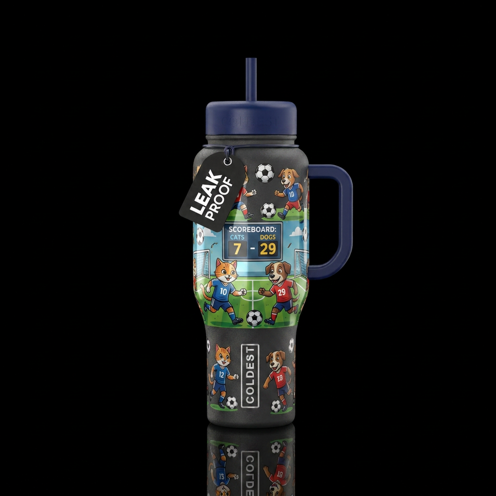 Soccer theme kid cartoon like quality . Detailed. ... water bottle design
