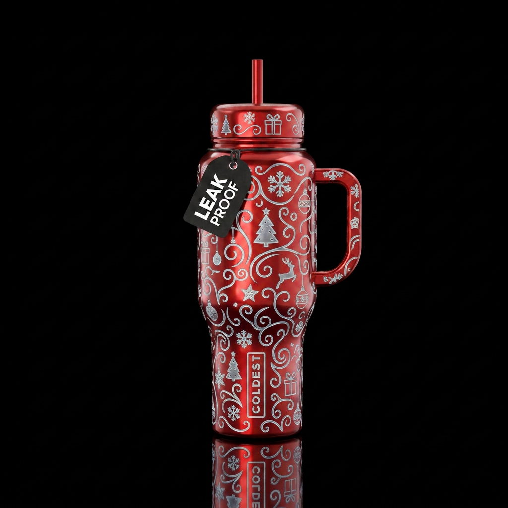 Moonlit Christmas water bottle design