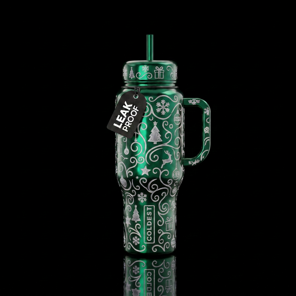 Moonlit Christmas water bottle design