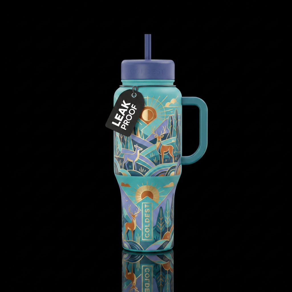 Turquoise and periwinkle vibes with other contrast... water bottle design