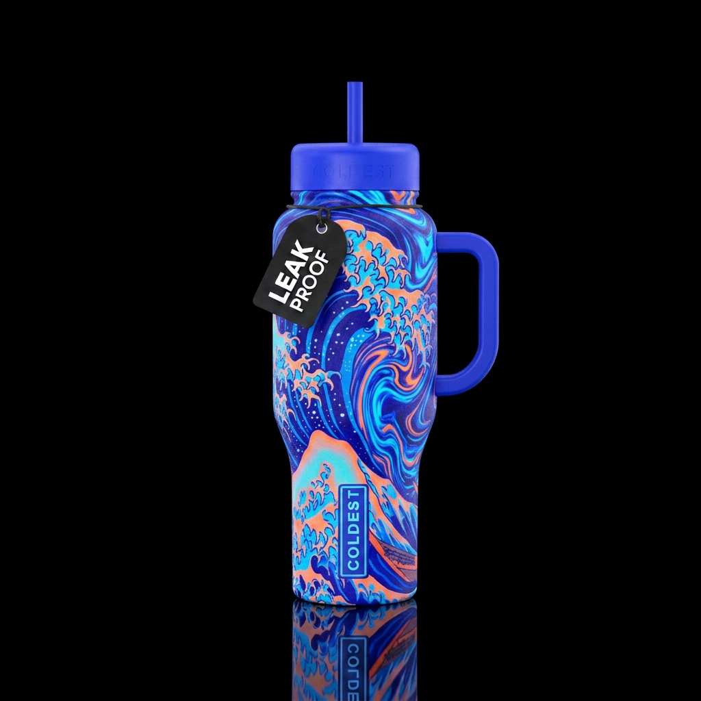 Coldest neon blue bottle with  neon vibes flex . S... water bottle design